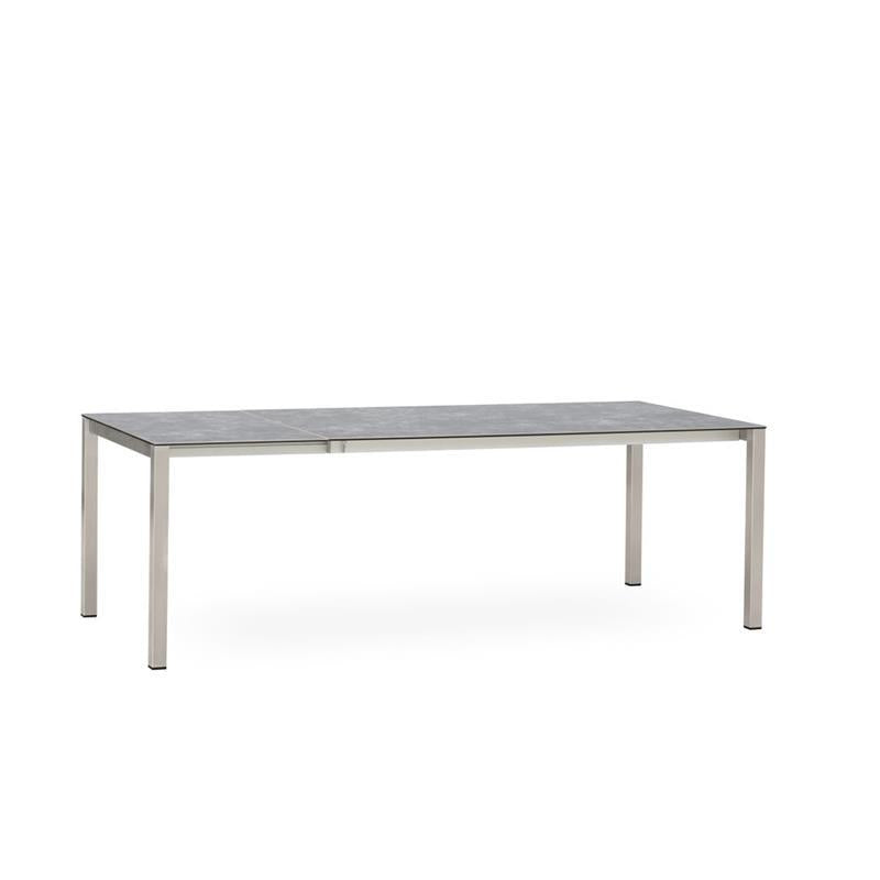 Table à rallonge frontale Marikk 320/260/200x99,5 cm plateau en céramique avec structure en acier inoxydable