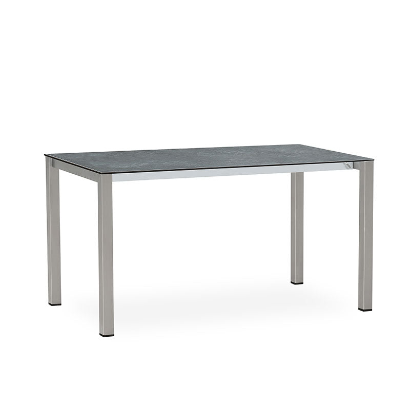 Table à rallonge frontale Marikk 210/140 x 70 x 75 cm plateau en céramique avec structure en acier inoxydable