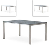 Table à rallonge frontale Marikk 280/220/160x99,5 cm plateau en céramique avec structure en acier inoxydable