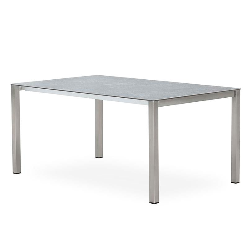 Table à rallonge frontale Marikk 280/220/160x99,5 cm plateau en céramique avec structure en acier inoxydable