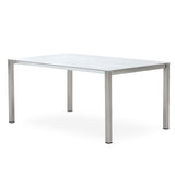 Table à rallonge frontale Marikk 280/220/160x99,5 cm plateau en céramique avec structure en acier inoxydable