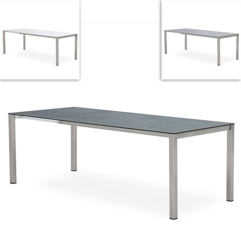 Marikk Frontausziehtisch 280/220/160x99,5 cm Keramikplatte mit Edelstahlgestell