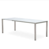 Table à rallonge frontale Marikk 280/220/160x99,5 cm plateau en céramique avec structure en acier inoxydable