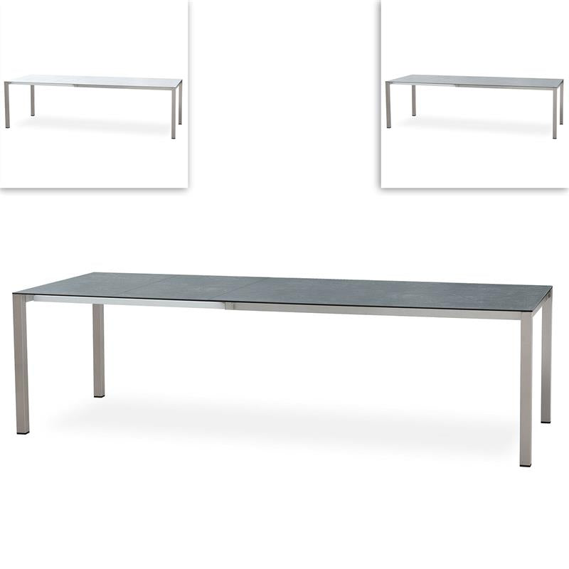 Marikk front extension table 280/220/160x99.5 cm ceramic top with stainless steel frame