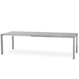 Table à rallonge frontale Marikk 280/220/160x99,5 cm plateau en céramique avec structure en acier inoxydable