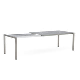 Table à rallonge frontale rotative Marikk 220/160x99,5 cm plateau en céramique avec structure en acier inoxydable