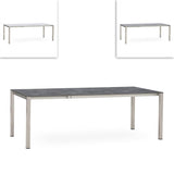 Table à rallonge frontale rotative Marikk 220/160x99,5 cm plateau en céramique avec structure en acier inoxydable