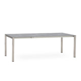 Table à rallonge frontale rotative Marikk 220/160x99,5 cm plateau en céramique avec structure en acier inoxydable