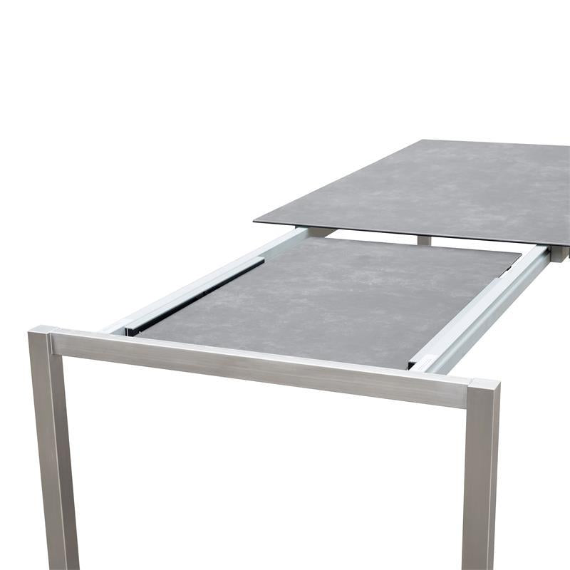 Marikk Rotations-Frontausziehtisch 220/160x99,5 cm Keramikplatte mit Edelstahlgestell