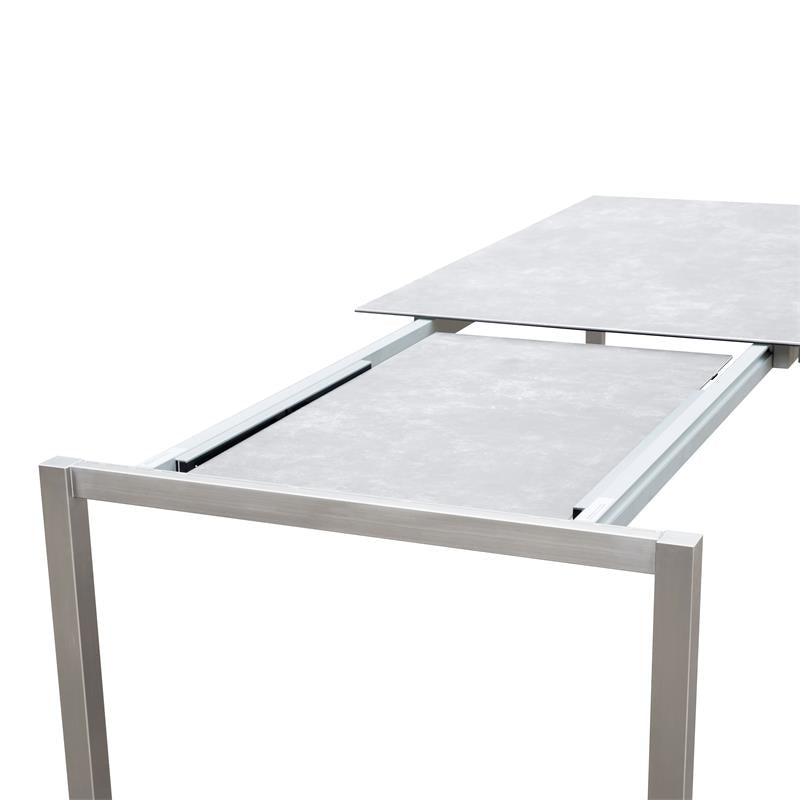 Marikk Rotations-Frontausziehtisch 220/160x99,5 cm Keramikplatte mit Edelstahlgestell