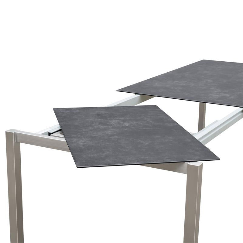 Marikk Rotations-Frontausziehtisch 220/160x99,5 cm Keramikplatte mit Edelstahlgestell