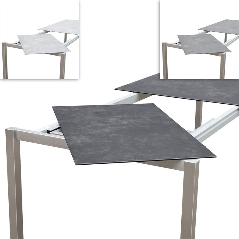 Marikk Rotations-Frontausziehtisch 220/160x99,5 cm Keramikplatte mit Edelstahlgestell