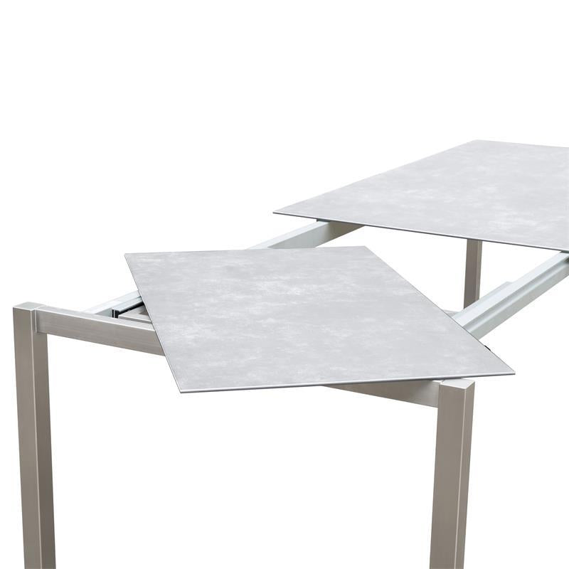 Marikk Rotations-Frontausziehtisch 220/160x99,5 cm Keramikplatte mit Edelstahlgestell