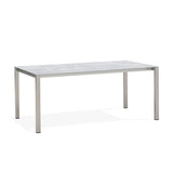 Table à rallonge frontale rotative Marikk 240/180x99,5 cm plateau en céramique avec structure en acier inoxydable