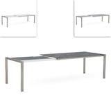 Table à rallonge frontale rotative Marikk 240/180x99,5 cm plateau en céramique avec structure en acier inoxydable