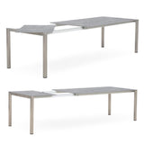 Table à rallonge frontale rotative Marikk 240/180x99,5 cm plateau en céramique avec structure en acier inoxydable