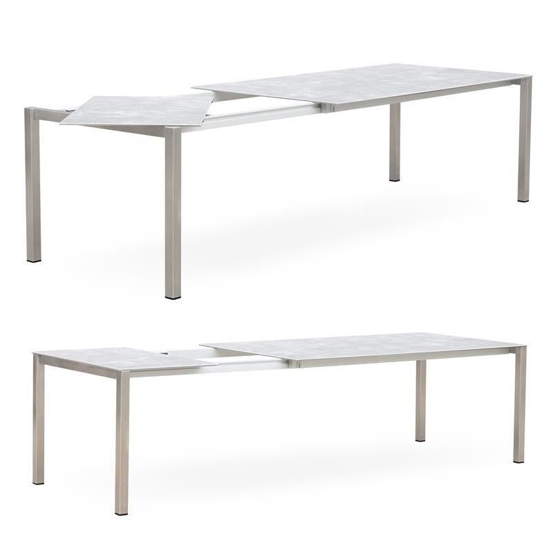 Marikk Rotations-Frontausziehtisch 240/180x99,5 cm Keramikplatte mit Edelstahlgestell