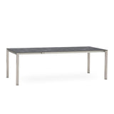 Table à rallonge frontale rotative Marikk 240/180x99,5 cm plateau en céramique avec structure en acier inoxydable