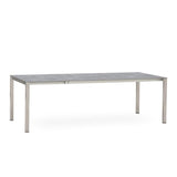 Table à rallonge frontale rotative Marikk 240/180x99,5 cm plateau en céramique avec structure en acier inoxydable