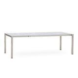 Table à rallonge frontale rotative Marikk 240/180x99,5 cm plateau en céramique avec structure en acier inoxydable