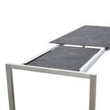 Table à rallonge frontale rotative Marikk 240/180x99,5 cm plateau en céramique avec structure en acier inoxydable