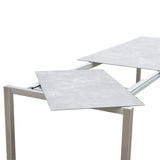 Table à rallonge frontale rotative Marikk 240/180x99,5 cm plateau en céramique avec structure en acier inoxydable