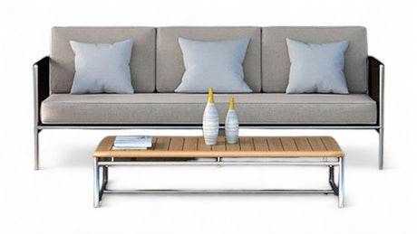 Snix Sofa 3 Sitzer  211x78,5x74,5cm -  rostfreier Edelstahl, Batyline und Rope-Material