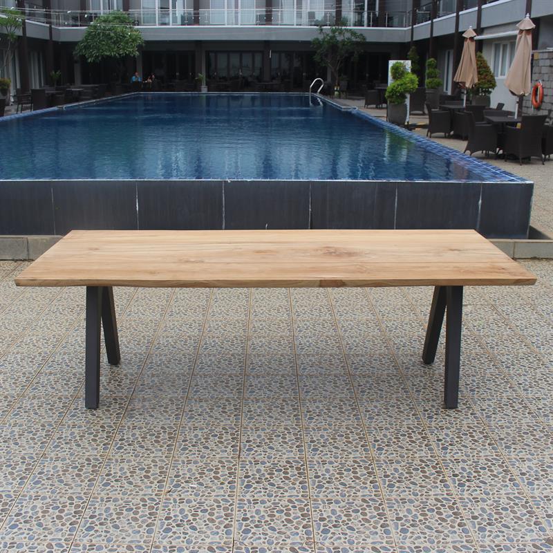 Stor Baumkantentisch 240 x 95-105 x 75,9 cm Teak mit Aluminium- oder Teakgestell