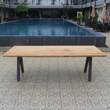 Stor Baumkantentisch 240 x 95-105 x 75,9 cm Teak mit Aluminium- oder Teakgestell