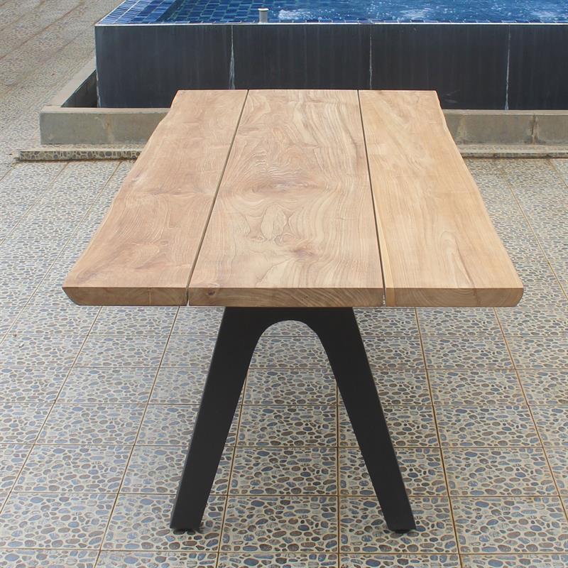 Stor Baumkantentisch 240 x 95-105 x 75,9 cm Teak mit Aluminium- oder Teakgestell