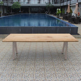 Stor Baumkantentisch 280 x 95-105 x 75,9 cm Teak mit Aluminium- oder Teakgestell