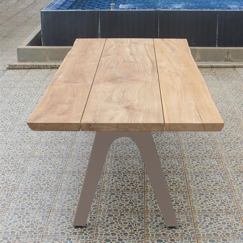 Stor Baumkantentisch 240 x 95-105 x 75,9 cm Teak mit Aluminium- oder Teakgestell