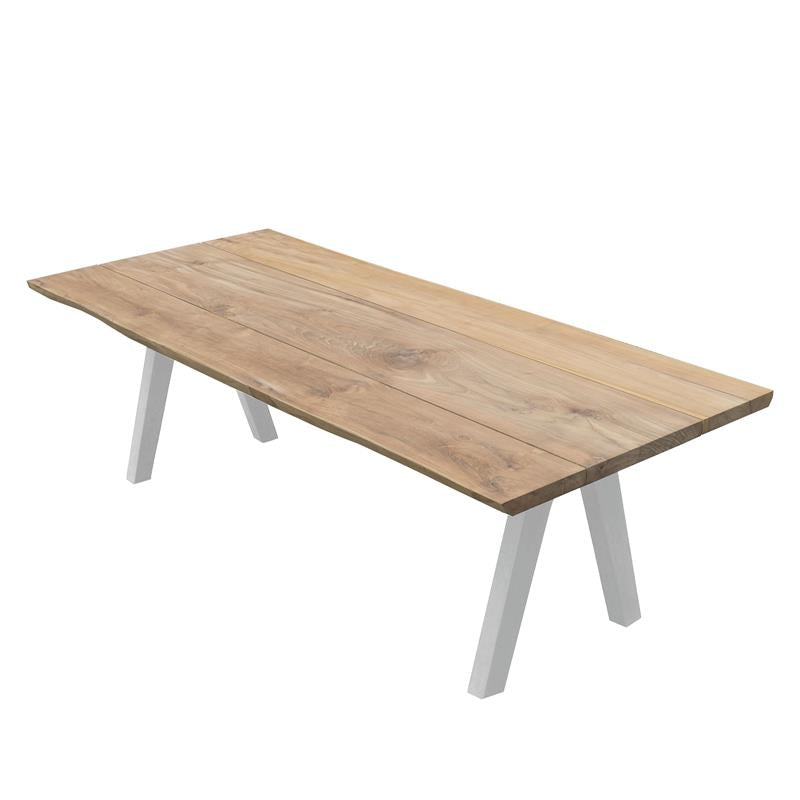 Stor Baumkantentisch 350 x 95-105 x 75 cm Teak mit Aluminium- oder Teakgestell