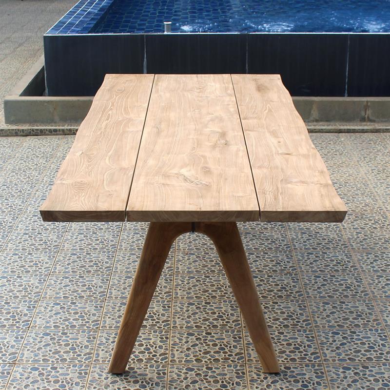 Stor Baumkantentisch 350 x 95-105 x 75 cm Teak mit Aluminium- oder Teakgestell