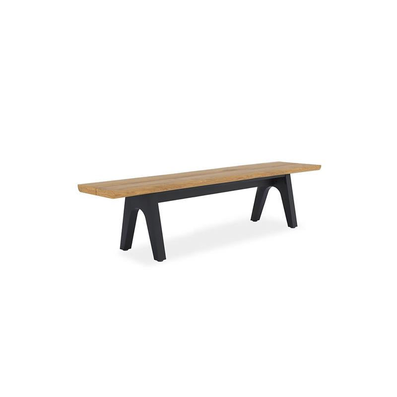 Stor tree edge bench 200 x 43-47 x 45 cm teak with aluminum or teak frame