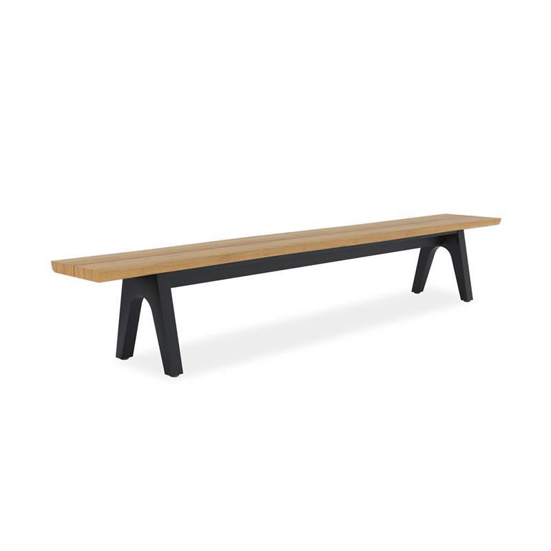 Stor tree edge bench 280 x 43-47 x 45 cm teak with aluminum or teak frame