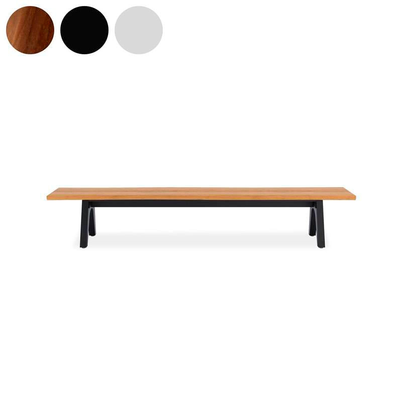 Stor tree edge bench 280 x 43-47 x 45 cm teak with aluminum or teak frame