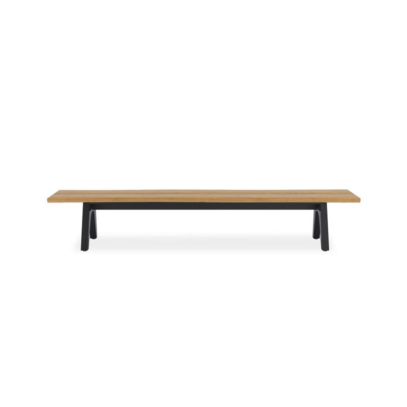 Stor tree edge bench 280 x 43-47 x 45 cm teak with aluminum or teak frame