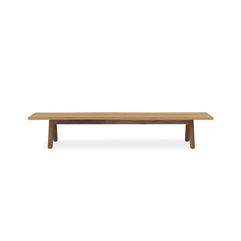 Stor tree edge bench 280 x 43-47 x 45 cm teak with aluminum or teak frame