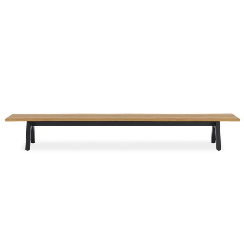 Stor tree edge bench 340 x 43-47 x 45 cm teak with aluminum or teak frame