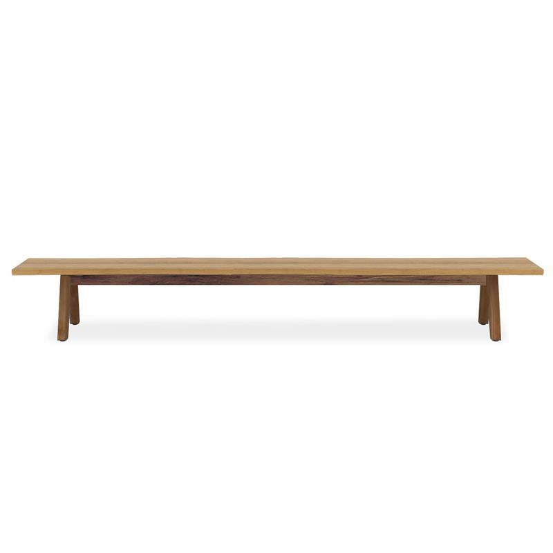 Stor tree edge bench 340 x 43-47 x 45 cm teak with aluminum or teak frame