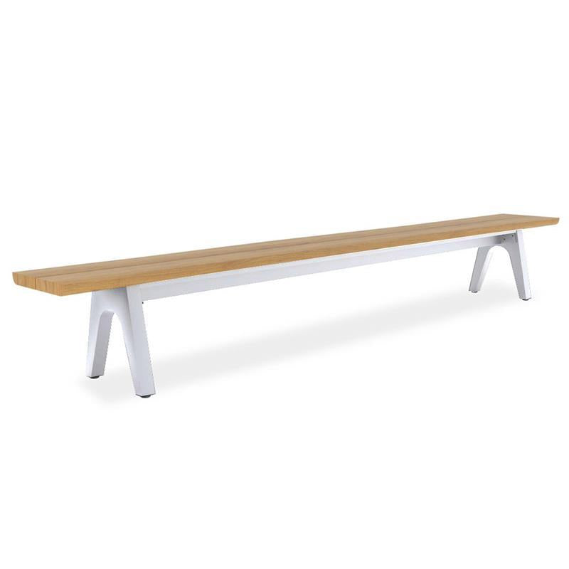 Stor tree edge bench 340 x 43-47 x 45 cm teak with aluminum or teak frame