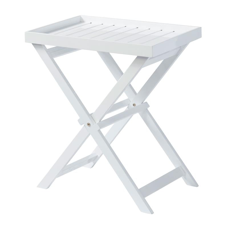 York Tray Table Classic 60 x 40 x 65 cm - Bois d'acajou certifié peint blanc brillant