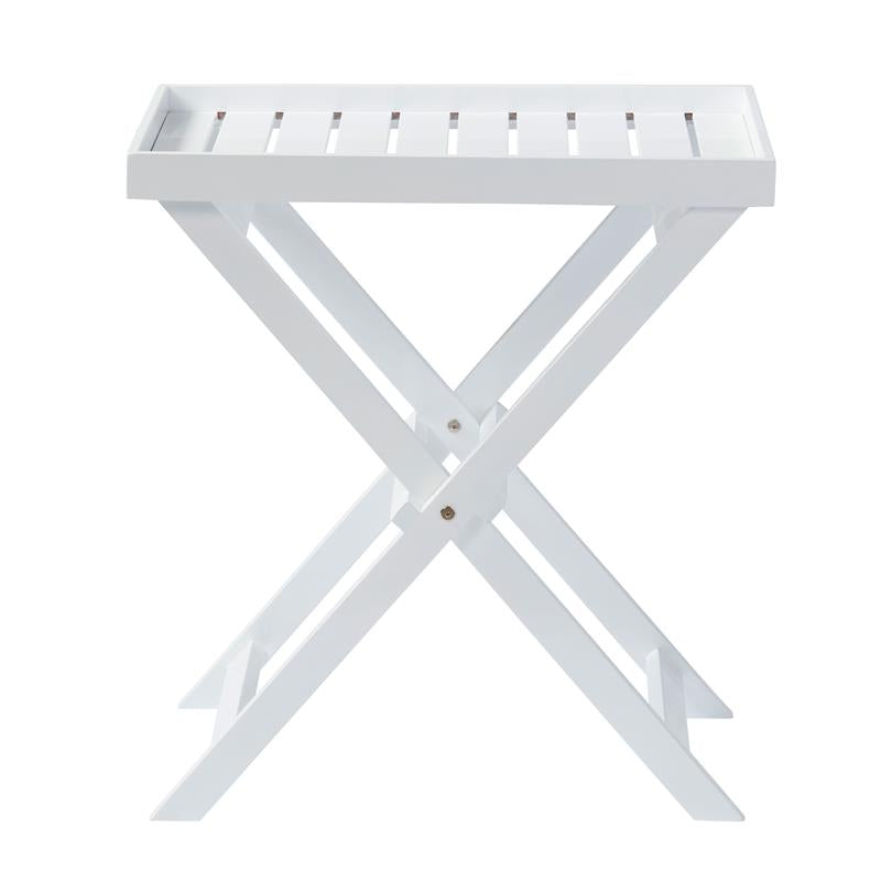 York Tray Table Classic 60 x 40 x 65 cm - Bois d'acajou certifié peint blanc brillant