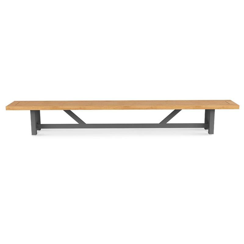 Vineyard garden bench without backrest 300 cm aluminum - recycled teak with aluminum frame