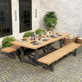 Vineyard dining table 230x100x75cm aluminum - made of recycled teak with aluminum frame plate: 5cm