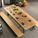 Vineyard Dining Table 300x100x75 Aluminium - Recycle Teak with Aluminium Frame Plate 5cm