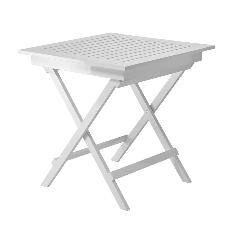 Table pliante Cinas York 70 x 70 x 72,5 cm - bois d'acajou certifié peint blanc brillant