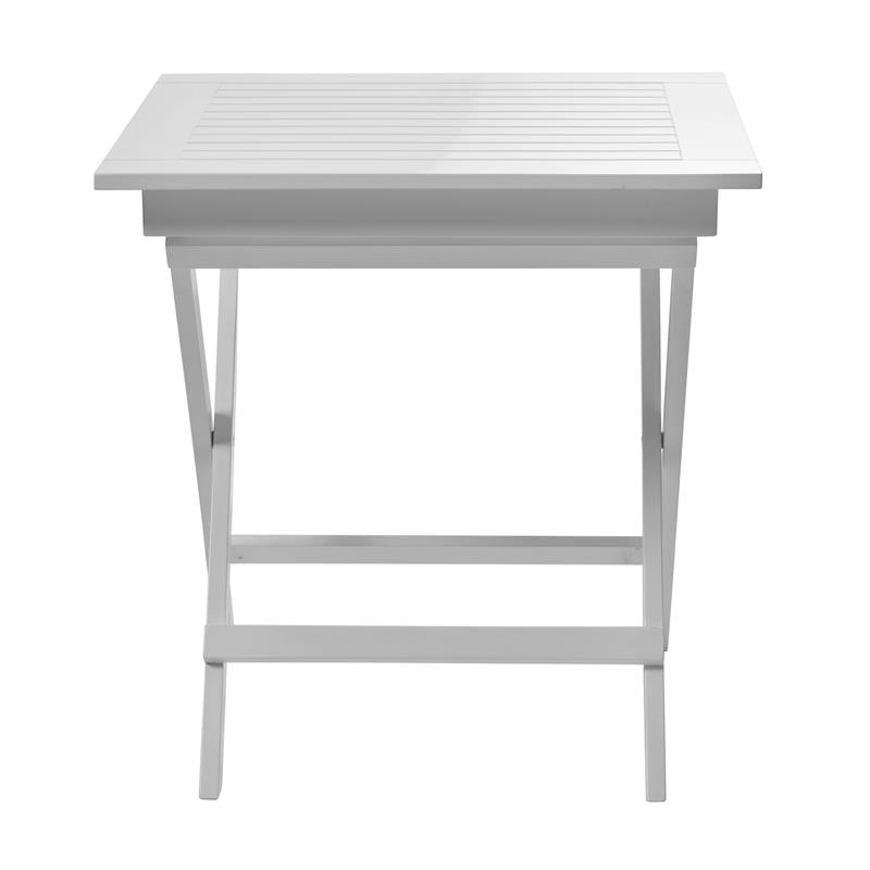 Table pliante Cinas York 70 x 70 x 72,5 cm - bois d'acajou certifié peint blanc brillant