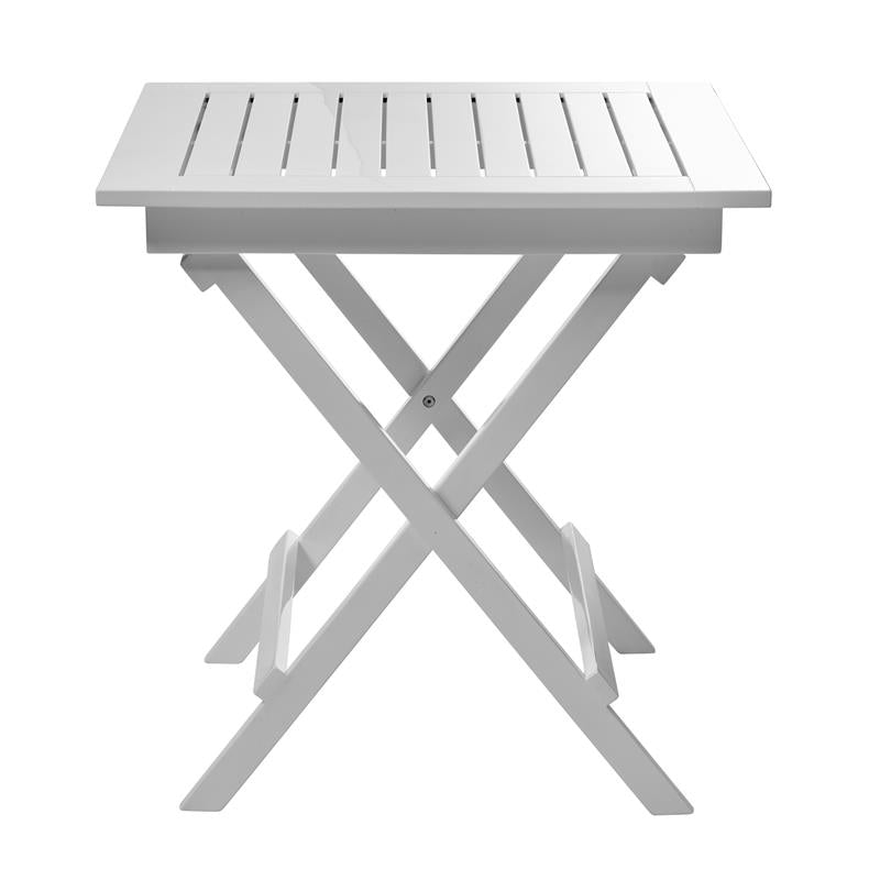 Table pliante Cinas York 70 x 70 x 72,5 cm - bois d'acajou certifié peint blanc brillant